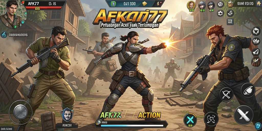 Tampilan antarmuka dinamis game AFK77 saat beraksi di medan pertarungan.